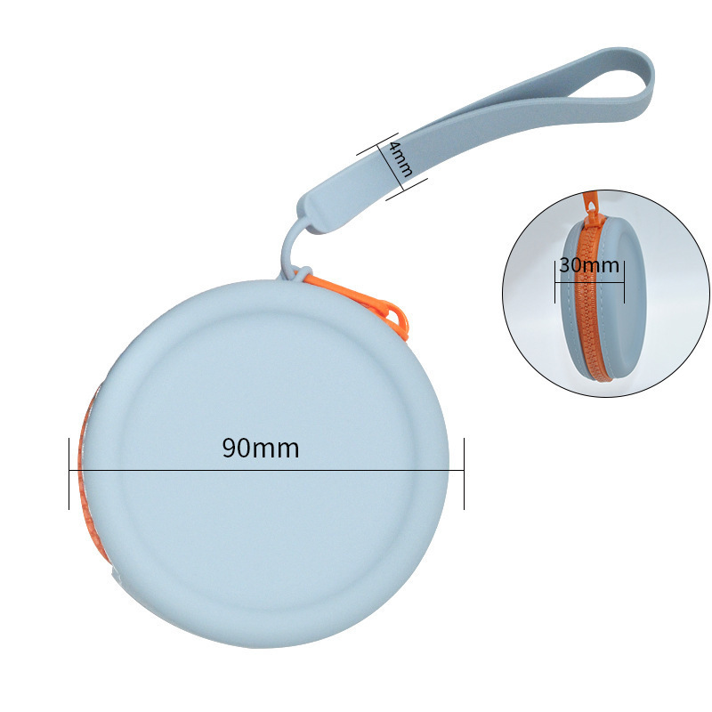 Cross-border Round Silicone Change Key Case Gift Children's Zipper Coin Purse Headset Anti-lost Mini Storage Bag