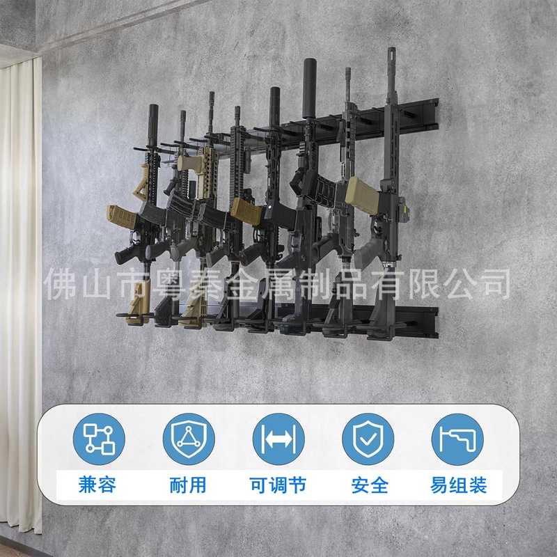 倉庫収納ラックヘビーデューティスチールショットガンライフルラック壁掛け銃ディスプレイスタンドライフル収納フックラック|undefined