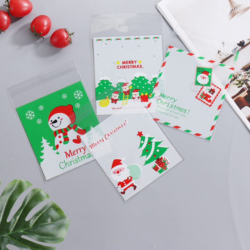 クリスマス雪だるまギフト自己粘着袋キャンディー菓子食品ビニール袋100個/自封ビスケット包装袋|undefined