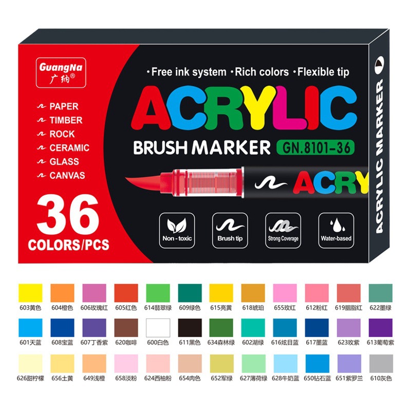Guangna Gn8101 Straight Liquid Acrylic Marker Pen 240 Color Soft Tip Marker Pen Stackable Color Water-Based Third Generation