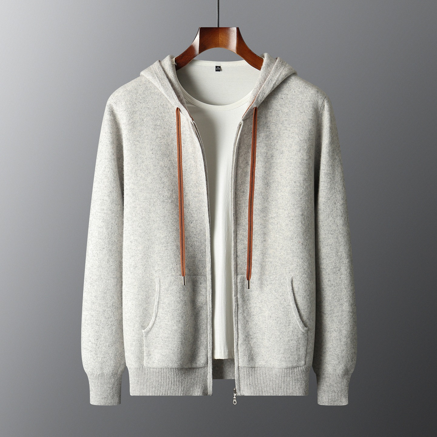 Men's loose casual outerwear, hooded wool cardigan, new autumn and winter style, thickened warm hoodie top