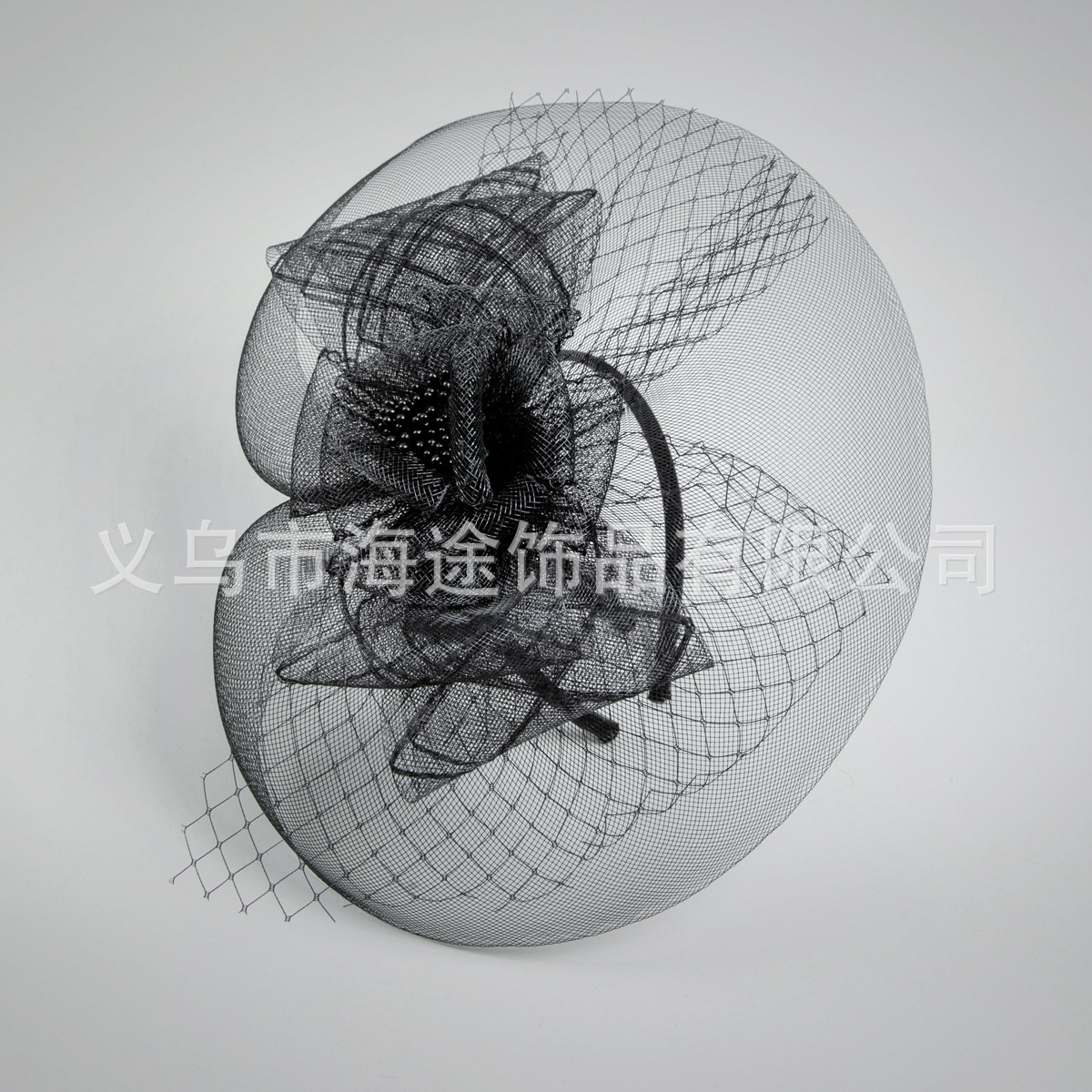 Cross-border European and American exaggerated mesh fascinator headwear with bow hair accessory for runway shows, performances, and photo studios