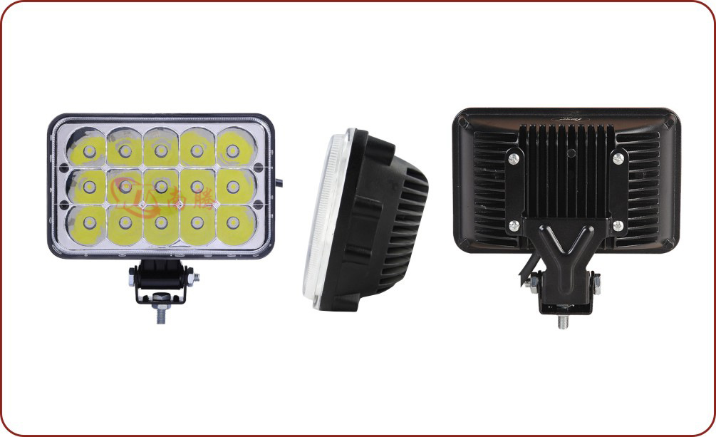 Luz de trabajo LED cuadrada de 5 pulgadas y 45W, luz para coche, montacargas, vehículo todoterreno, motocicleta, camión, superbrillante