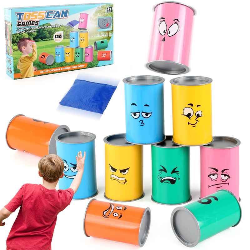 Juguetes de lanzamiento casuales para niños emoticones divertidos lanzamiento creativo para tirar bolsas de arena para derribar barril juguetes tradicionales interiores y exteriores