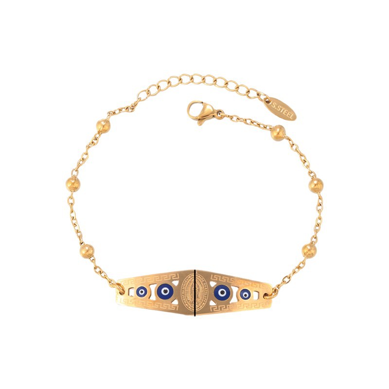 Pulsera de Ojo Turco de Aleación, Galvanizada, Diseño Geométrico, para Mujer