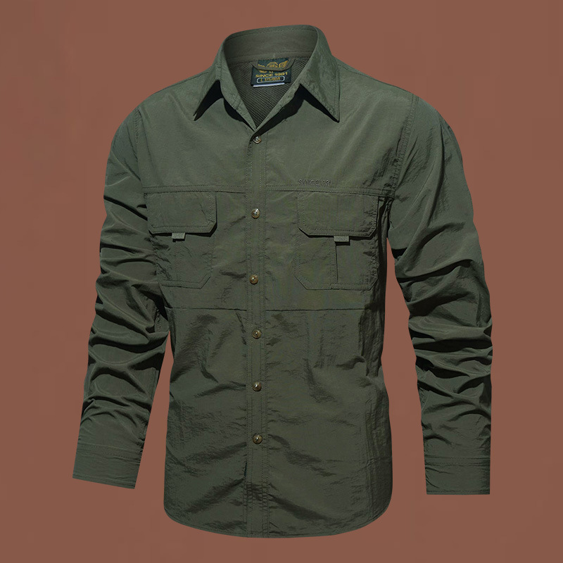 Autumn and Winter New Outdoor Long-sleeved Tactical Shirt Men's Thin Breathable Multi-pocket Quick-drying Shirt Lapel Mountaineering Men's Clothing Autumn and Winter New Outdoor Long-sleeved Tactical Shirt Men's Thin Breathable Multi-pocket Quick-drying Shirt Lapel Mountaineering Men's Clothing