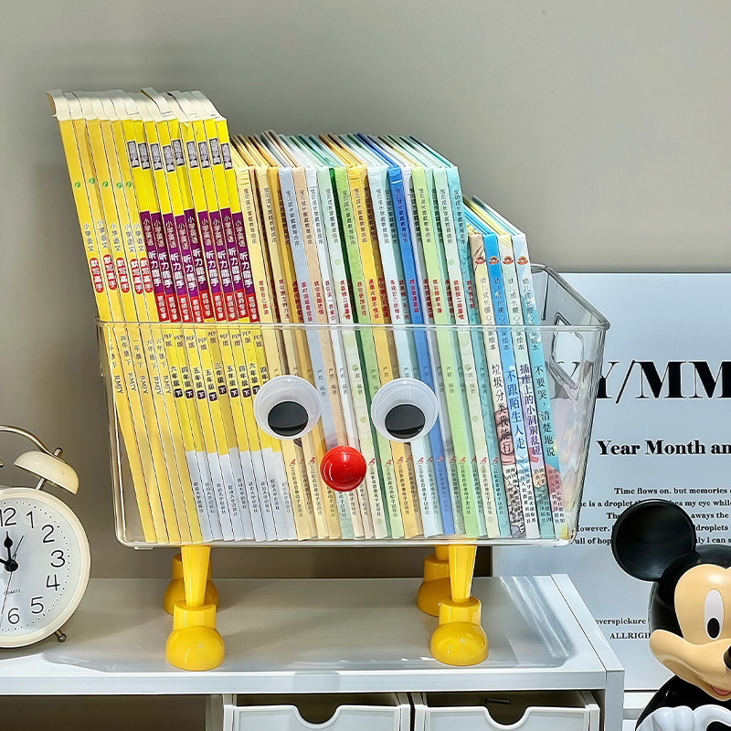 Linda y creativa caja de almacenamiento transparente de escritorio con tapa a prueba de polvo, organización de artículos diversos, estante de almacenamiento para productos de maquillaje y cuidado de la piel