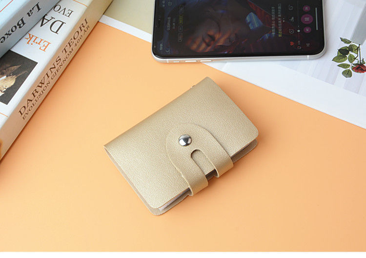 Fashion Style Unisex Solid Color Pu Leather Hidden Buckle Card Holders
