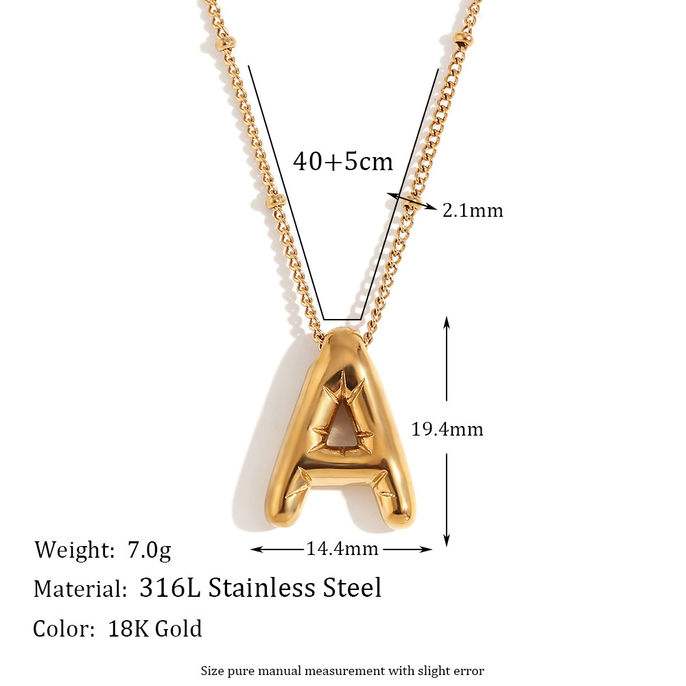 PVD Coated Gold Plating Process Real Gold Plated Plating Material PVD Coated Real Gold Plated Letter 316L Stainless Steel Simple Style Waterproof Non Tarnish Surgical Steel 316L Stainless Steel Pendant Necklace