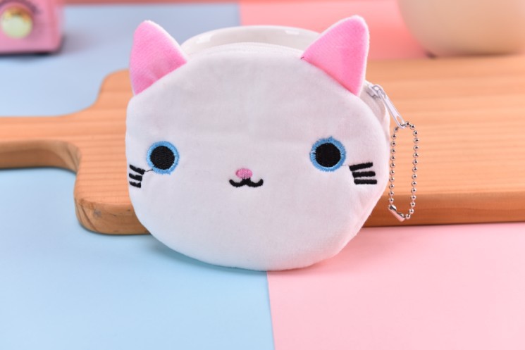 15g Weight Polyester Lining Material Embroidery Fashion Element Zipper Closure Type Coin Purse Bags Type Shopping Occasion Canvas Material Animal Pattern All Seasons Season Kid'S, Unisex Gender Cute Style Round Shape Kid's Unisex Animal Canvas Embroidery Zipper Kids Wallets