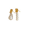 Asymmetrical earrings from pearl, french style, light luxury style, 2023 collection, simple and elegant design