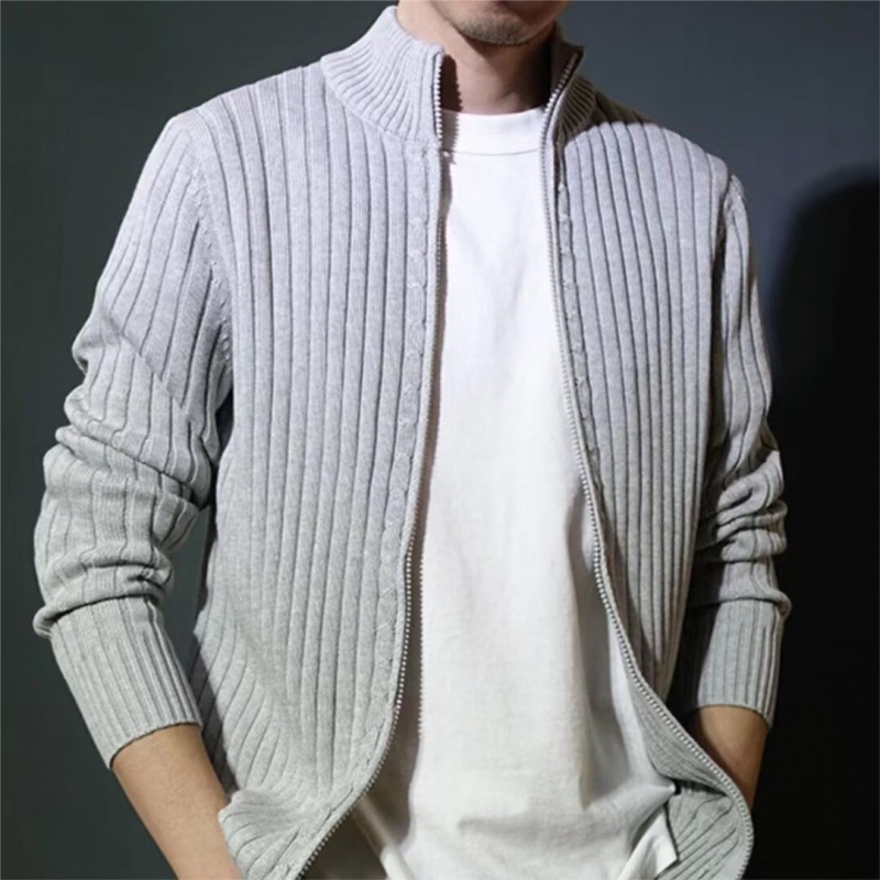 Chaqueta tipo cárdigan de punto para hombre, capa exterior gruesa, suéter holgado informal de tendencia_voghion.com