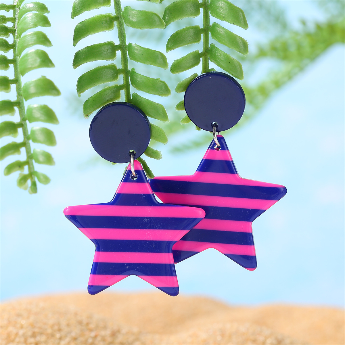 9g Weight Alloy Ear Needle Material Drop Earrings Classification 1 Pair Quantity Holiday, Beach Occasion Acrylic Material Pentagram Pattern All Seasons Season Women's Gender Casual, Vacation Style 1 Pair Casual Vacation Pentagram Arylic Drop Earrings 4