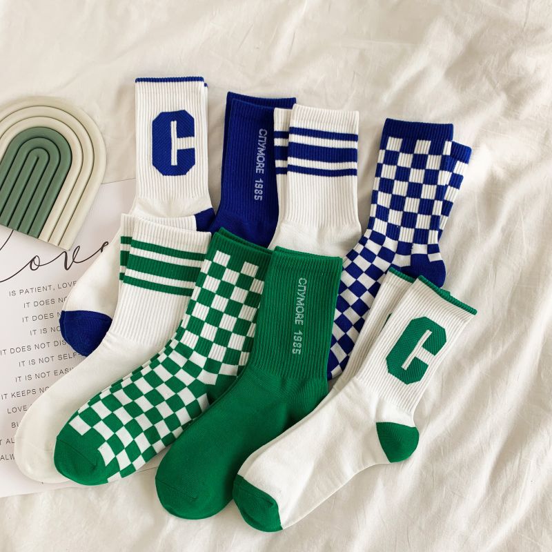 green autumn socks for men and women