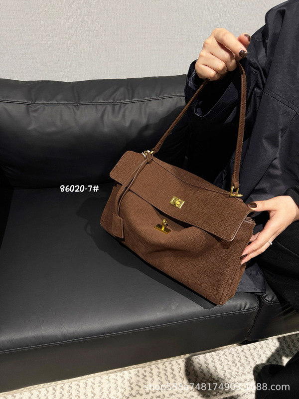 麂皮托特包中古腋下凯莉包女大容量通勤手提包慵懒松弛感单肩大包|undefined