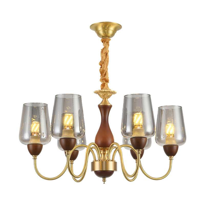 Grand View Garden lámpara de bronce de sala de estar lujosa ligera de lujo francés estilo retrógrado lámpara principal paquete de casa 413L