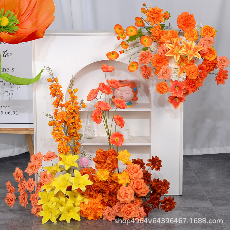 Orange Artificial Flowers with Bright Orange Autumn Colors for Autumn Outdoor Weddings, Home Weddings, and Church Weddings, Wholesale Silk Flowers