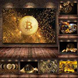鼓舞人心的黄金比特币海报厂家批发来图打印海报外贸入仓货源Temu