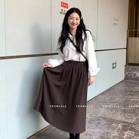 (Plum Skin + Pocket Style) JK Uniform Blouse Spring Summer Autumn Winter White Long-Sleeve Student Shirt Top