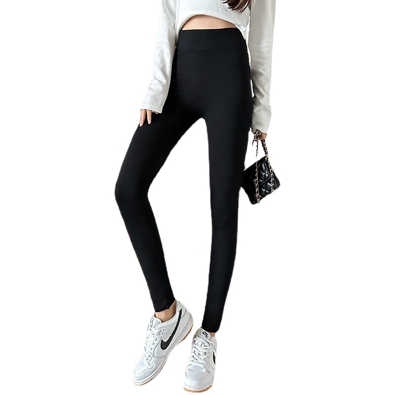 Leggings negros delgados de primavera para mujer, de alta elasticidad, efecto adelgazante, de la fábrica de ropa Shuangyi, gran éxito de ventas.