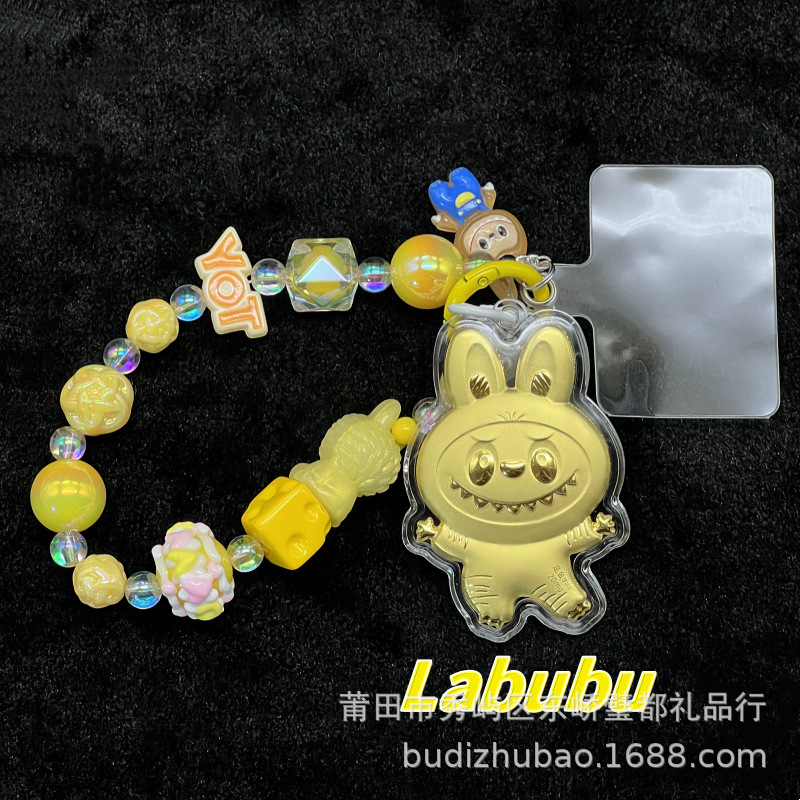 Shuibeitong 純金バブルマート LABUBU 漫画携帯電話チェーンロープペンダントラブブキーホルダーペンダント|undefined