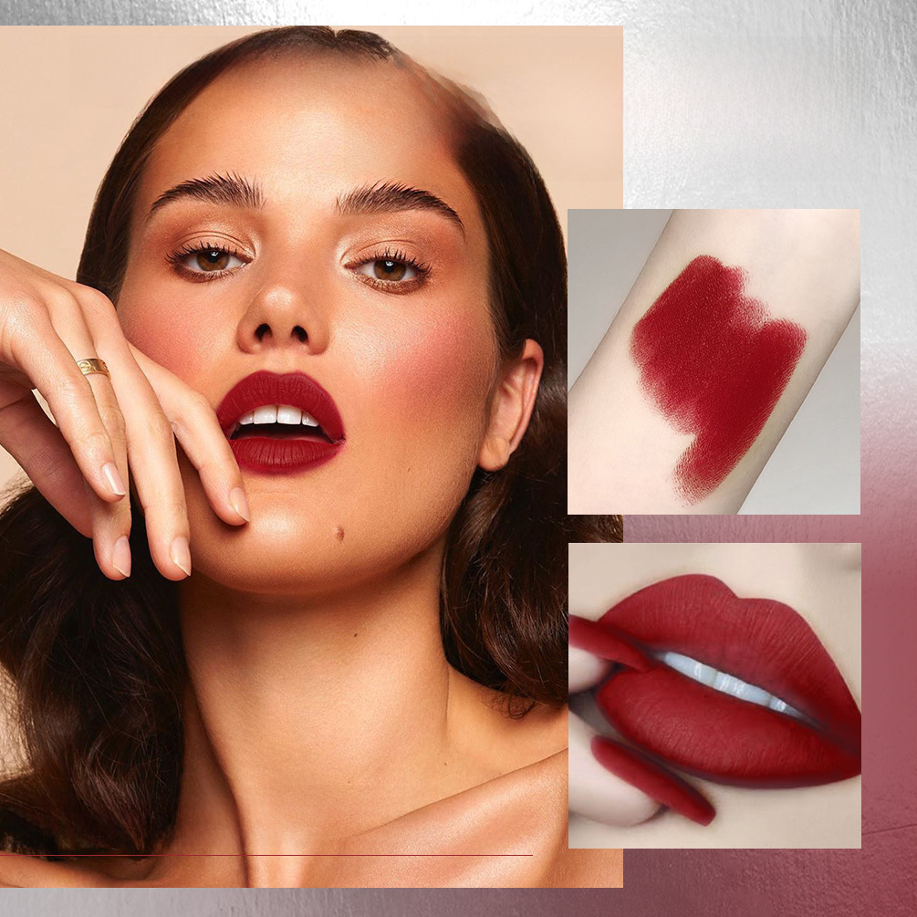 QIBEST light matte non-stick cup non-fading lipstick long-lasting waterproof not easy to decolorize natural three-dimensional lipstick