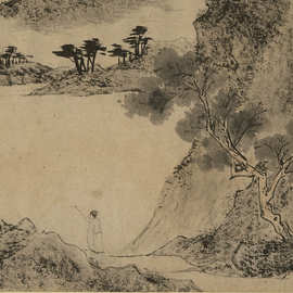 文徵明手卷书法字帖山水国画长卷图片素材宣纸绢布艺术微喷复制品