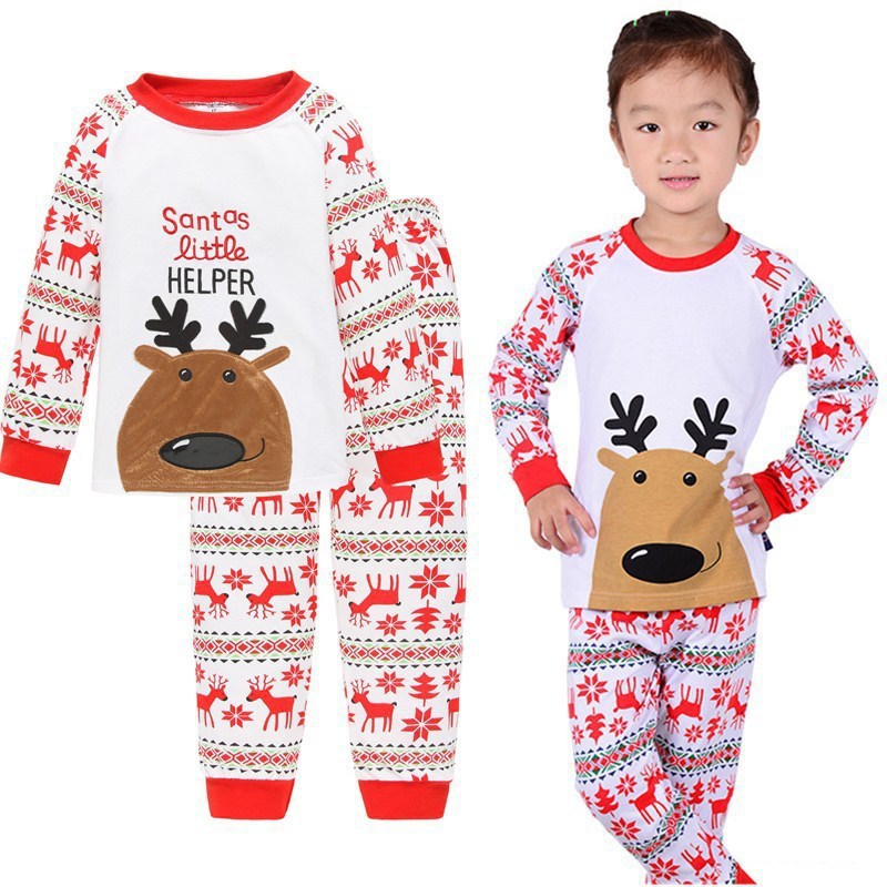 新しい子供のクリスマスの部屋の服のスーツのかわいいサンタクロースのプリントのパジャマのパジャマのズボンの日本の韓国の注文|undefined