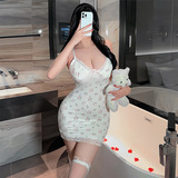 樊蕾 Кружевное сексуальное нижнее белье, сексуальная пижама, мини-юбка, цветочный принт, эффект подтяжки, с акцентом на бедрах