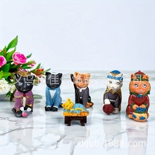 跨境爆款猫咪树脂工艺品动物摆件万圣诞节礼物家居装饰品桌面摆件