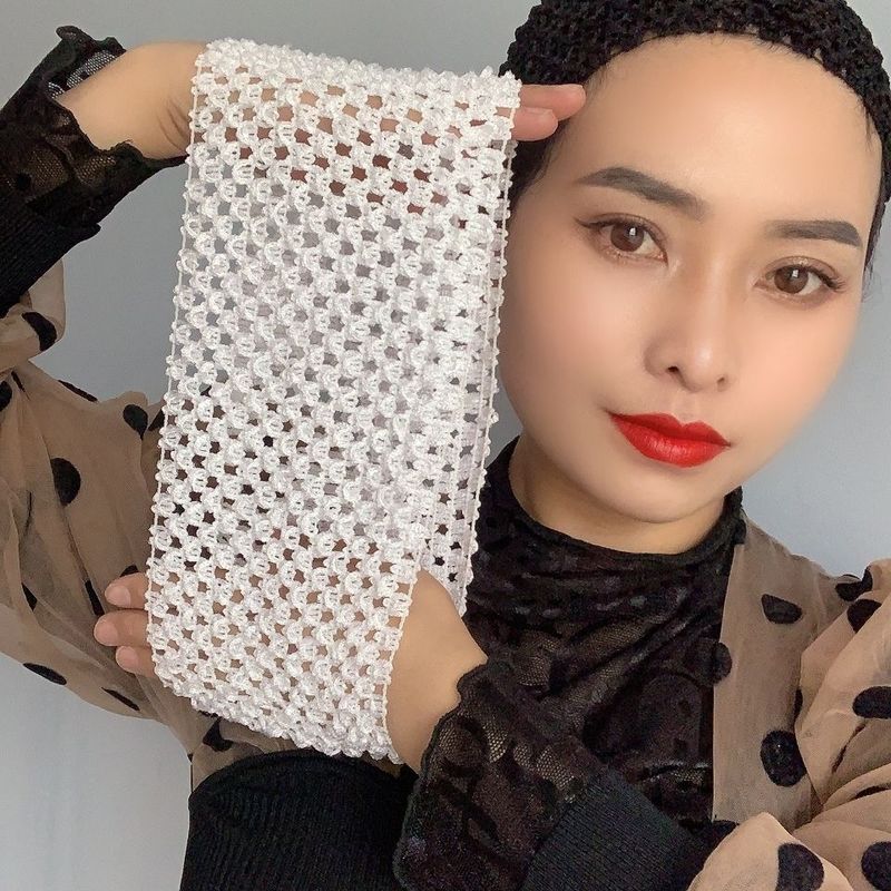 ムース百搭フィッシュネットヘアバンド、シームレス美容ヘアバンド、洗顔用ヘアバンド、ヘアフープ、エスニック女性用ヘッドスカーフ|undefined