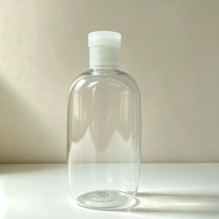 厂家直供350ml透明PET扁椭圆塑料瓶 翻盖式洗手液分装瓶 消毒液洗