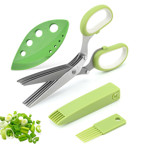 Factory multi-layer onion vegetable scissors, five-layer herb shredding scissors, three-layer stainless steel herb scissors