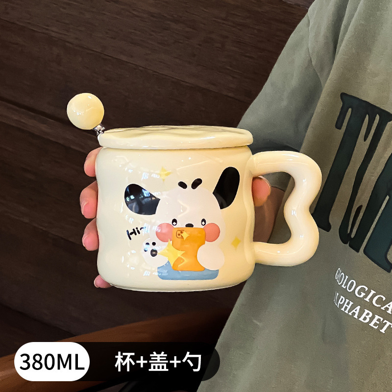 ミルクfufuセラミックマグカップ蓋付きスプーン付き女の子誕生日プレゼント|undefined