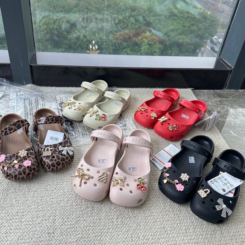 Cross-Style Perforated Shoes for Women, Mary Jane Shoes, Eva Closed-Toe Slippers, Thick-Soled Outdoor Slippers for Girls, Summer