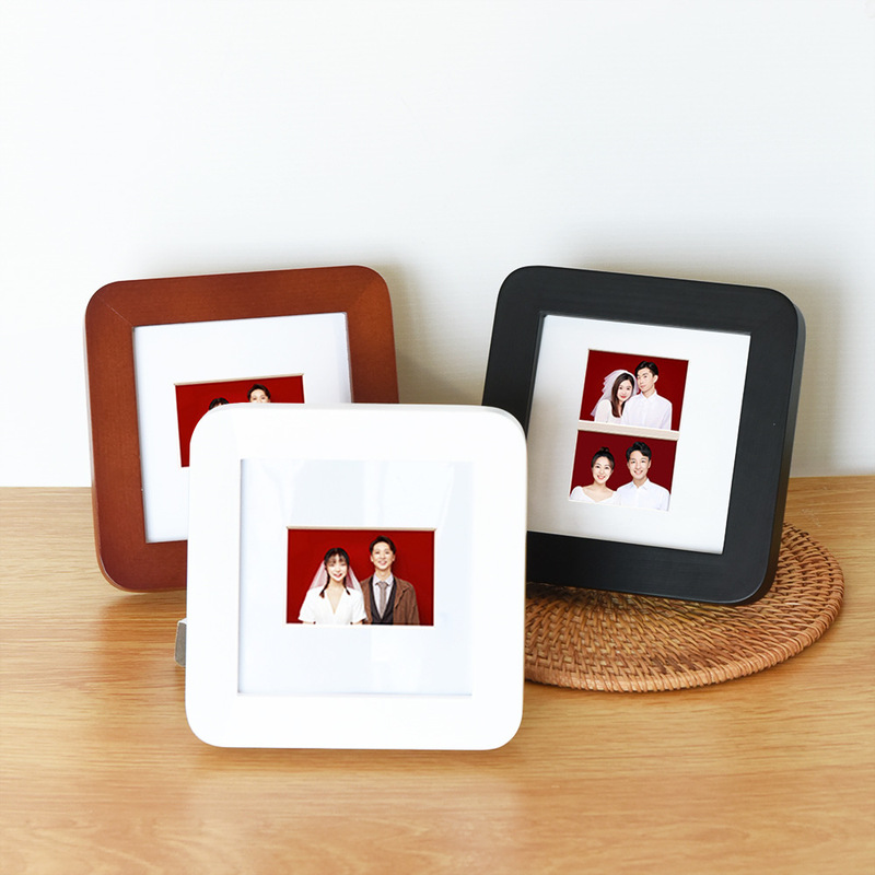 Square Rounded Corner Solid Wood Photo Frame, Wooden Photo Frame for Tabletop, Wall-Mounted Picture Frame, Modern Minimalist Style