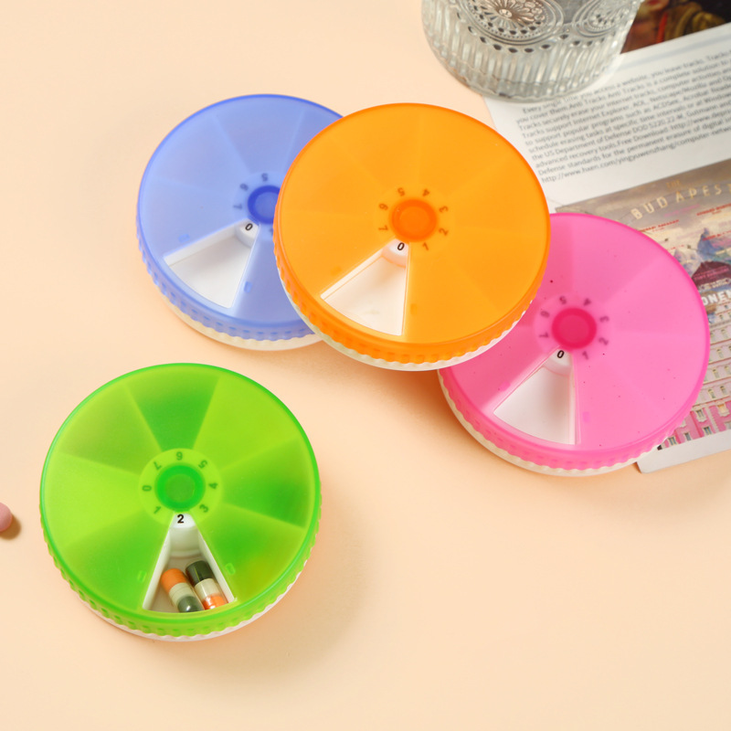 7-Compartment Pill Box, Pill Storage Box, Portable Capsule Box, One-Week Pill Box, Round Rotating Small Pill Box 7-Compartment Pill Box, Pill Storage Box, Portable Capsule Box, One-Week Pill Box, Round Rotating Small Pill Box