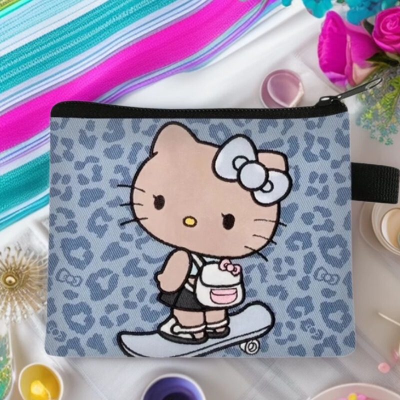 Black Leather Hello Kitty Coin Purse Student High-End Key Card Holder Children's Storage Bag Cross-Border Wholesale Hot