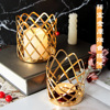 Selected cross -border light luxury gold iron artstick desktop storage hollow woven candlestick decorative ornaments