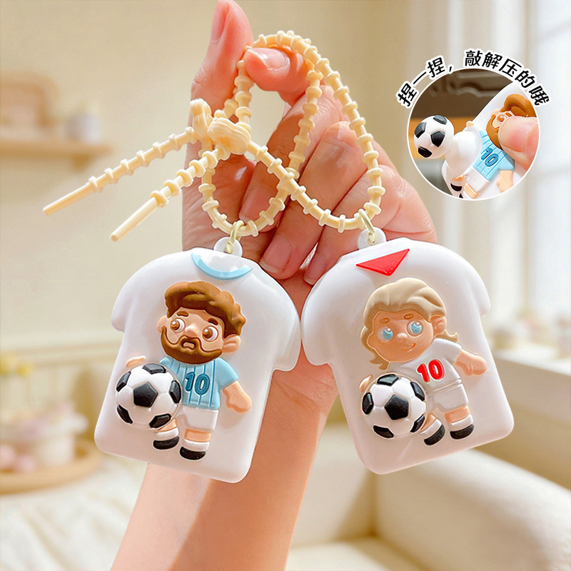 New Cartoon Football Jersey Squishy Keychain Pendant Bag Decoration Car Keychain Fan Exquisite Gift