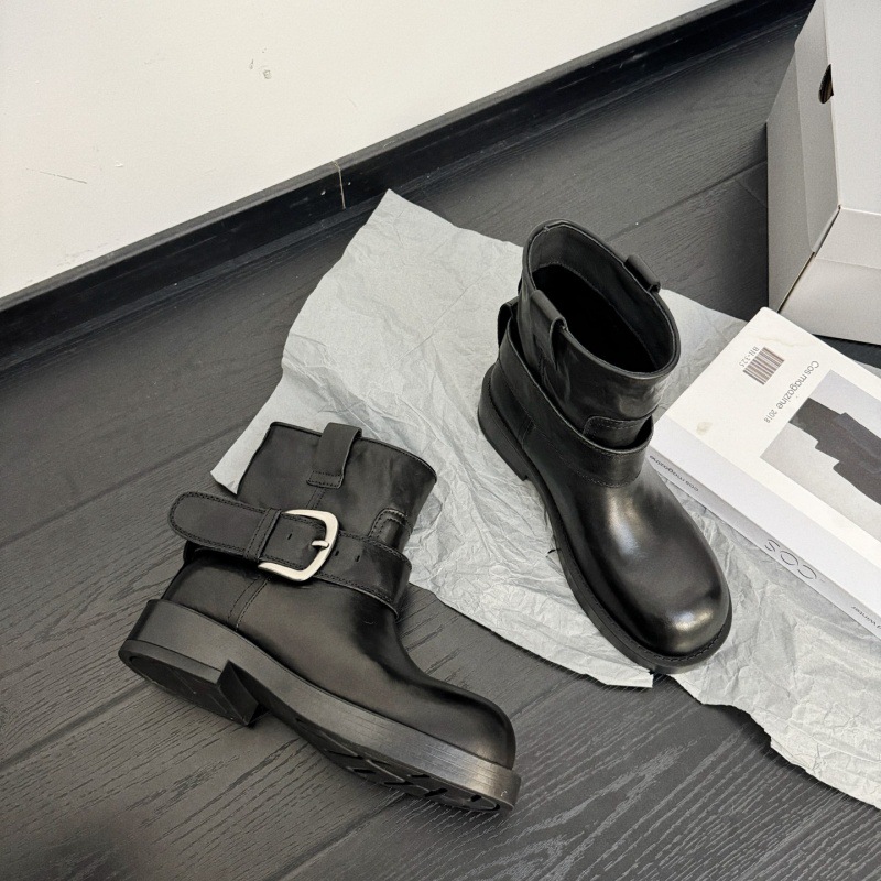 Single Shoes Leather Belt Buckle American Retro First Layer Cowhide Boots 5919