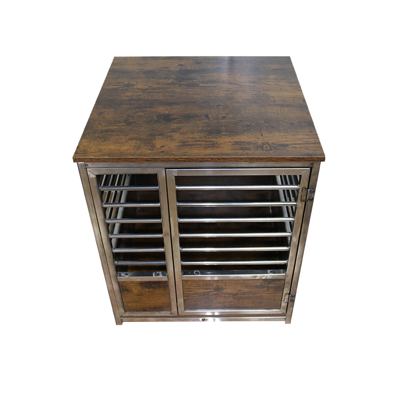 中小型家用木质宠物笼客厅卧室复古可移动铁管猫笼狗笼创意猫窝