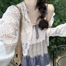 蕾丝防晒开衫配吊带裙外搭度假风针织上衣女夏薄款罩衫镂空防晒衫