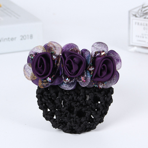 The same fabric, Korean version, Japanese and Korean silk yarn, simple flower mesh pocket head, flower top clip, hair accessories, high-end hair clip for mother