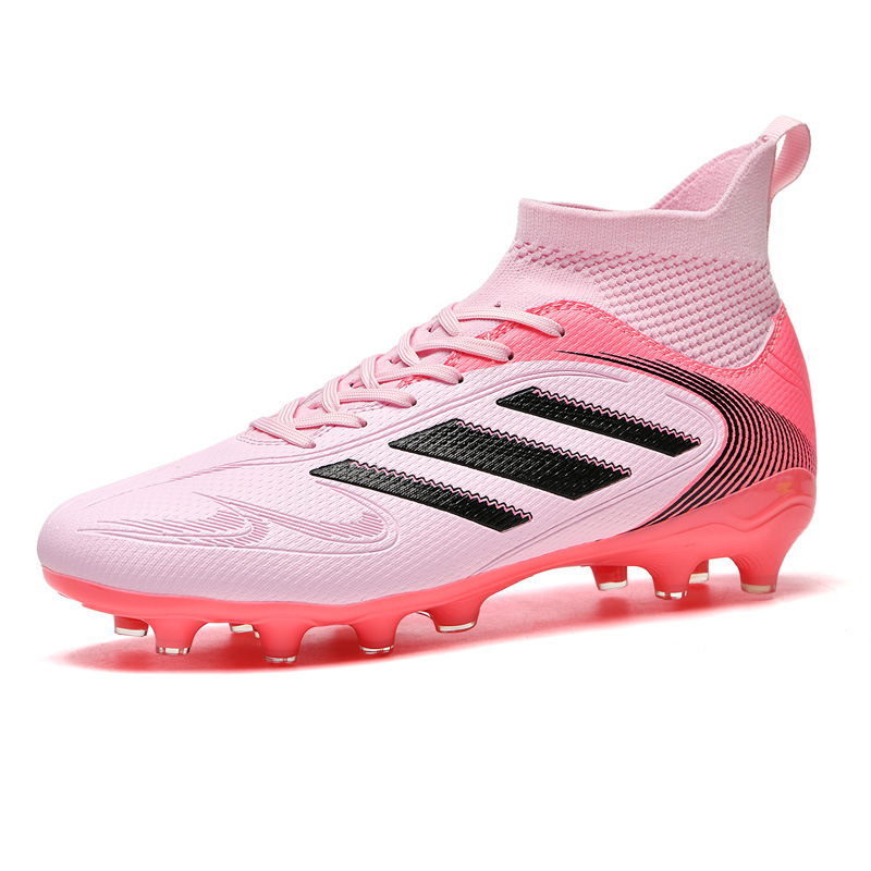 2025 zapatos de fútbol nuevo color resistente al desgaste para hombres y mujeres antideslizante de alta altura AG clavos césped transfronterizos jóvenes