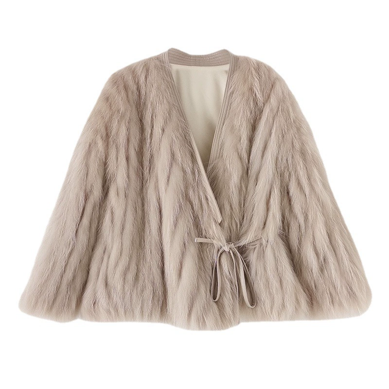 Короткое faux‑ fur пальто (Tuyan), плюш лисы, короткая длина, один размер