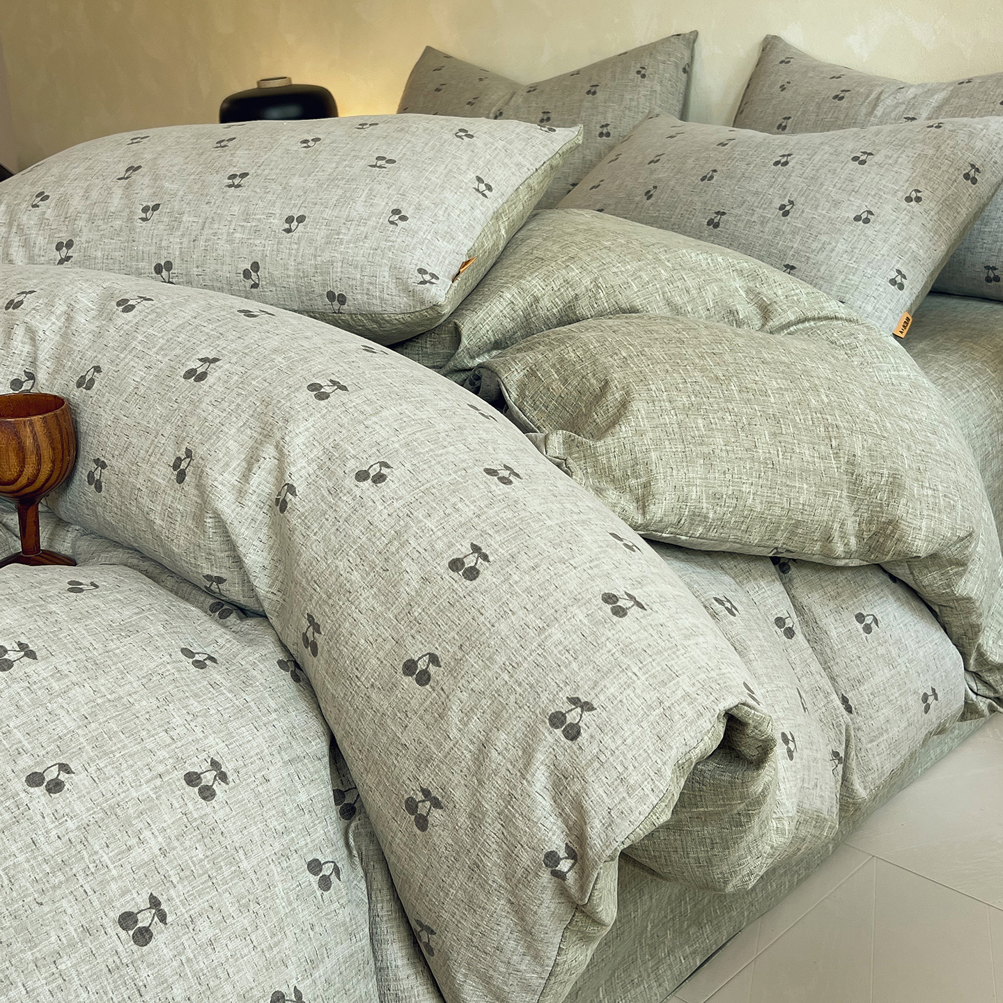 Nuevo algodón de alto peso, lino de cuatro piezas, ropa de cama desnuda para dormir, sábanas gruesas, cubierta de colchón de tres piezas