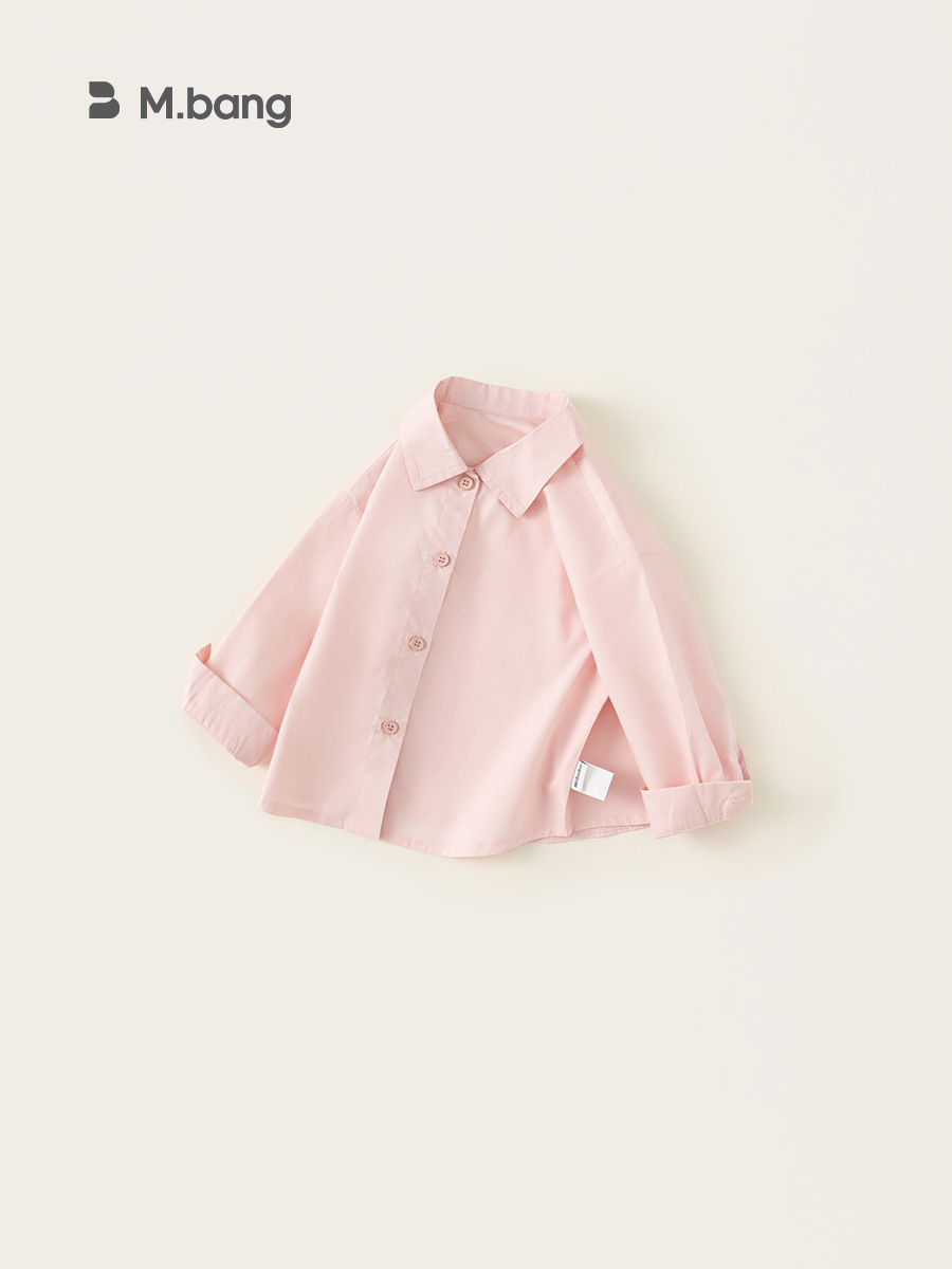 Yubao ropa infantil para niñas camisa de manga larga primavera rosa camisa de niños con solapa camisa interior torre