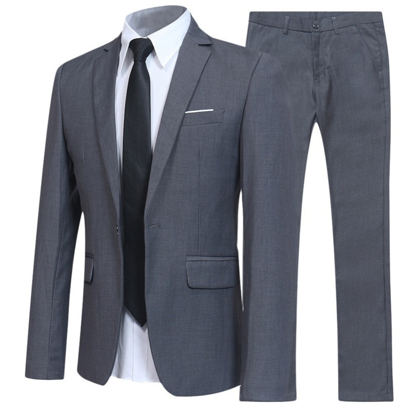 Men's Summer Casual Small Suit Set Thin Jacket Korean Style Slim-fit Two-piece Fashionable Handsome Suit Set
