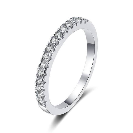 S925 Sterling Silver Platinum Plated Moissanite Row Ring Simple Women's Ring 22 Points Moissanite Full Diamond Ring Women's Factory Outlet